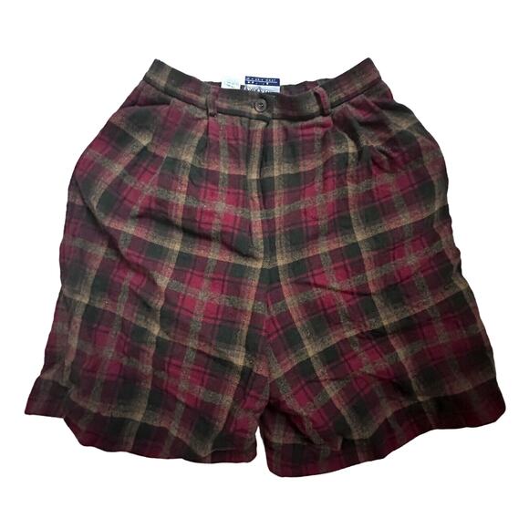 Vintage Pendleton‎ High Rise Shorts|Wool|Plaid|Red/Brown|SZ 8 - Picture 1 of 7